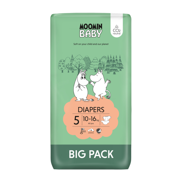 Moomin Baby Βρεφικές Πάνες Νο5 Big Pack (10-16kg) 60τμχ