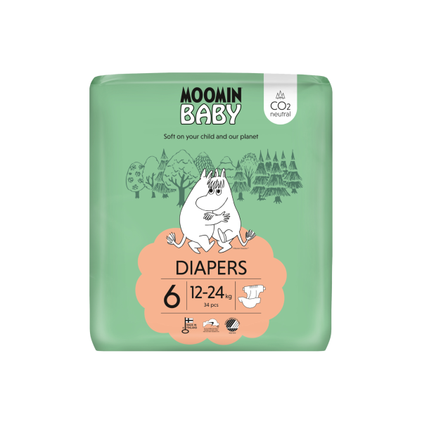 Moomin Baby Βρεφικές Πάνες Νο6 (12-24kg) 34τμχ