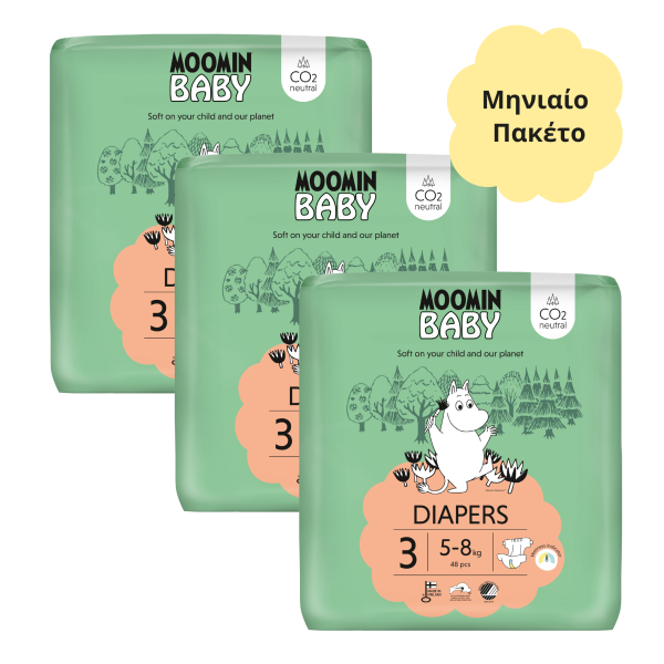 Moomin Baby Βρεφικές Πάνες Μηνιαίο Πακέτο Νο3 (5-8kg) 144τμχ