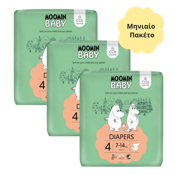 Moomin Baby Βρεφικές Πάνες Μηνιαίο Πακέτο Νο4 (7-14kg) 126τμχ