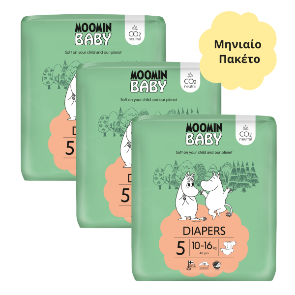 Moomin Baby Βρεφικές Πάνες Μηνιαίο Πακέτο Νο5 (10-16kg) 120τμχ