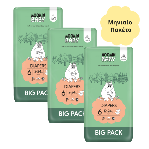 Moomin Baby Βρεφικές Πάνες Μηνιαίο Πακέτο Νο6 Big Pack (12-24kg) 153τμχ