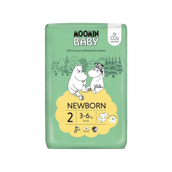 Moomin Baby Βρεφικές Πάνες για Νεογέννητο No2 (3-6kg) 56τμχ